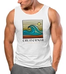 Neverless Tanktop Herren California South Beach Welle Wave Surfing Weiß/Orange
