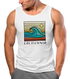 Tanktop Herren Tank-Top California South Beach Welle Wave Surfing Print mit Print