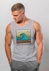 Neverless Tanktop Herren California South Beach Welle Wave Surfing Grau/Dunkelgrau/Hellgrau/Silber