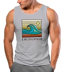 Neverless Tanktop Herren California South Beach Welle Wave Surfing Grau/Dunkelgrau/Hellgrau/Silber