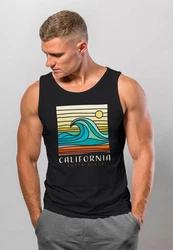 Neverless Tanktop Herren California South Beach Welle Wave Surfing Schwarz/Orange/Beige/Gelb/Dunkelgrün