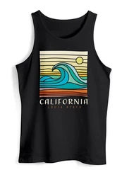 Neverless Tanktop Herren California South Beach Welle Wave Surfing Schwarz/Orange/Beige/Gelb/Dunkelgrün