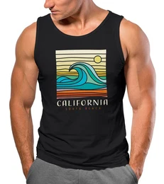 Tanktop Herren Tank-Top California South Beach Welle Wave Surfing Print mit Print