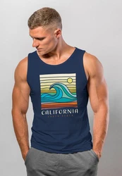 Neverless Tanktop Herren California South Beach Welle Wave Surfing Dunkelblau/Blau