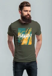 Neverless Print-Shirt Herren T-Shirt Hawaii Surfing Fashion Dunkelgrün/Gelb/Grün/Blau