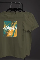 Neverless Print-Shirt Herren T-Shirt Hawaii Surfing Fashion Dunkelgrün/Gelb/Grün/Blau