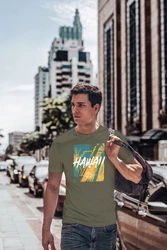 Neverless Print-Shirt Herren T-Shirt Hawaii Surfing Fashion Dunkelgrün/Gelb/Grün/Blau