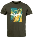 Neverless Print-Shirt Herren T-Shirt Hawaii Surfing Fashion Dunkelgrün/Gelb/Grün/Blau