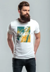 Neverless Print-Shirt Herren T-Shirt Hawaii Surfing Fashion Gelb/Orange/Blau