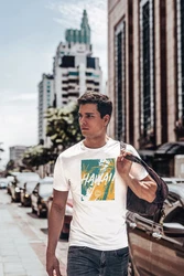 Neverless Print-Shirt Herren T-Shirt Hawaii Surfing Fashion Gelb/Orange/Blau