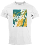 Neverless Print-Shirt Herren T-Shirt Hawaii Surfing Fashion Gelb/Orange/Blau