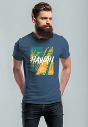 Neverless Print-Shirt Herren T-Shirt Hawaii Surfing Fashion Blau