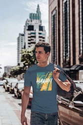Neverless Print-Shirt Herren T-Shirt Hawaii Surfing Fashion Blau