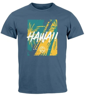 Neverless Print-Shirt Herren T-Shirt Hawaii Surfing Fashion Blau