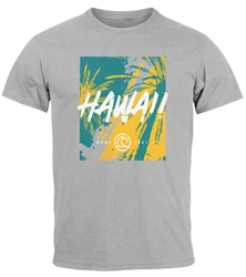 Neverless Print-Shirt Herren T-Shirt Hawaii Surfing Fashion Blau/Gelb/Rot