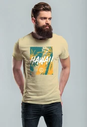 Neverless Print-Shirt Herren T-Shirt Hawaii Surfing Fashion Gelb/Khaki/Blau