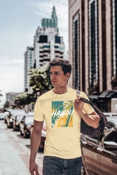 Neverless Print-Shirt Herren T-Shirt Hawaii Surfing Fashion Gelb/Khaki/Blau