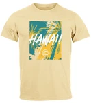 Neverless Print-Shirt Herren T-Shirt Hawaii Surfing Fashion Gelb/Khaki/Blau