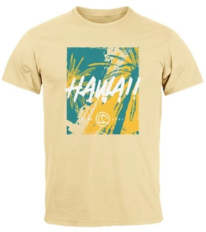 Neverless Print-Shirt Herren T-Shirt Hawaii Surfing Fashion Gelb/Khaki/Blau