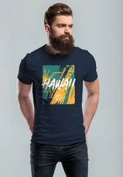 Neverless Print-Shirt Herren T-Shirt Hawaii Surfing Fashion Blau
