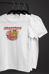 Neverless Print-Shirt Herren T-Shirt Teddy Schriftzug Fun Addicted Fashion mit Print Rosa
