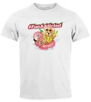 Neverless Print-Shirt Herren T-Shirt Teddy Schriftzug Fun Addicted Fashion mit Print Rosa