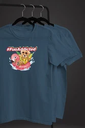 Neverless Print-Shirt Herren T-Shirt Teddy Schriftzug Fun Addicted Fashion mit Print Gelb/Rosa/Blau