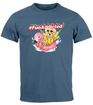 Neverless Print-Shirt Herren T-Shirt Teddy Schriftzug Fun Addicted Fashion mit Print Gelb/Rosa/Blau