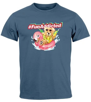 Neverless Print-Shirt Herren T-Shirt Teddy Schriftzug Fun Addicted Fashion mit Print Gelb/Rosa/Blau