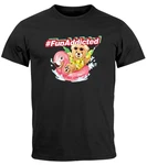 Neverless Print-Shirt Herren T-Shirt Teddy Schriftzug Fun Addicted Fashion mit Print Rosa/Rot/Gelb/Braun