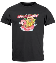 Neverless Print-Shirt Herren T-Shirt Teddy Schriftzug Fun Addicted Fashion mit Print Rosa/Rot/Gelb