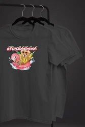 Neverless Print-Shirt Herren T-Shirt Teddy Schriftzug Fun Addicted Fashion mit Print Rosa/Rot/Gelb
