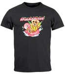 Neverless Print-Shirt Herren T-Shirt Teddy Schriftzug Fun Addicted Fashion mit Print Rosa/Rot/Gelb