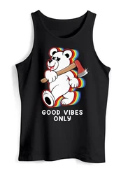Neverless Tanktop Herren Good Vibes Only Teddy Braun/Weiß/Schwarz