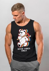Neverless Tanktop Herren Good Vibes Only Teddy Braun/Weiß/Schwarz