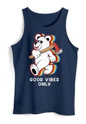 Neverless Tanktop Herren Good Vibes Only Teddy Braun/Dunkelblau