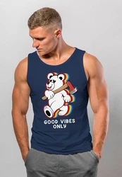 Neverless Tanktop Herren Good Vibes Only Teddy Braun/Dunkelblau