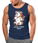 Neverless Tanktop Herren Good Vibes Only Teddy Braun/Dunkelblau