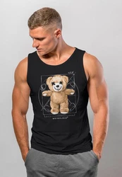 Neverless Tanktop Herren Tank-Top Print Teddy DaVinci Meme Parodie Braun/Schwarz
