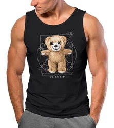 Neverless Tanktop Herren Tank-Top Print Teddy DaVinci Meme Parodie Braun/Schwarz