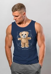 Neverless Tanktop Herren Tank-Top Print Teddy DaVinci Meme Parodie Dunkelblau/Blau