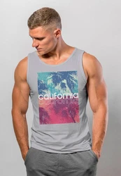 Neverless Herren Tanktop California Rosa/Mischfarben/Hellblau/Grau