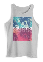 Neverless Herren Tanktop California Rosa/Mischfarben/Hellblau/Grau
