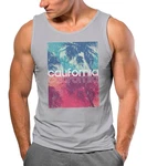 Neverless Herren Tanktop California Rosa/Mischfarben/Hellblau/Grau