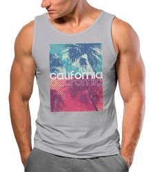Neverless Herren Tanktop California Rosa/Mischfarben/Hellblau/Grau