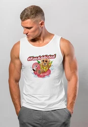 Neverless Tanktop Herren Tank-Top Schriftzug Fun Addicted Fashion Rosa/Weiß
