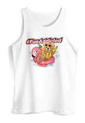 Neverless Tanktop Herren Tank-Top Schriftzug Fun Addicted Fashion Rosa/Weiß