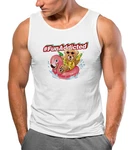 Neverless Tanktop Herren Tank-Top Schriftzug Fun Addicted Fashion Rosa/Weiß