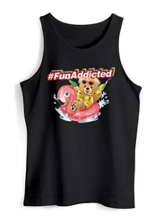 Neverless Tanktop Herren Tank-Top Schriftzug Fun Addicted Fashion Gelb/Rosa/Hautfarben