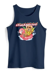 Neverless Tanktop Herren Tank-Top Schriftzug Fun Addicted Fashion Rosa/Hautfarben/Gelb/Orange/Blau